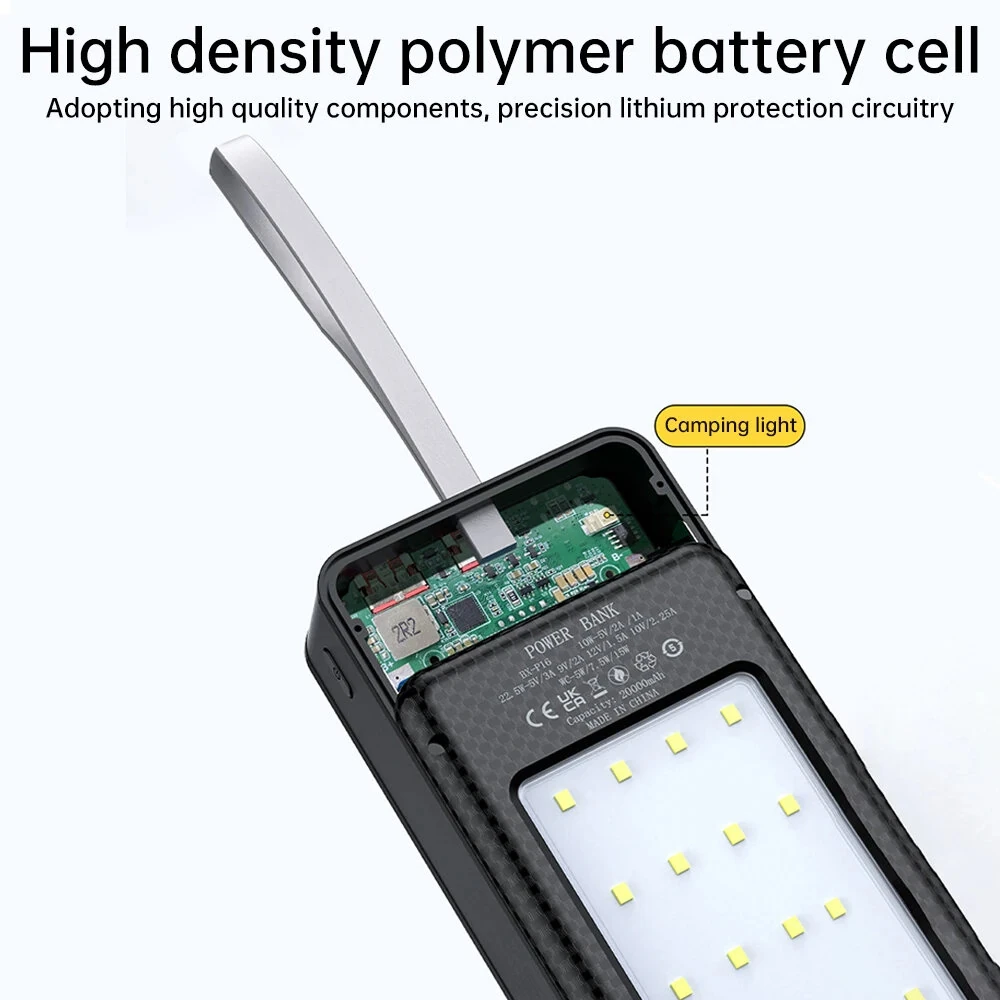 DIY Battery Holder Box 16*18650 22.5W+15W 20000mAh Power Bank Case Storage Box Dual USB Type-C 22.5W Fast Charging 15W Wireless Charging — view 3