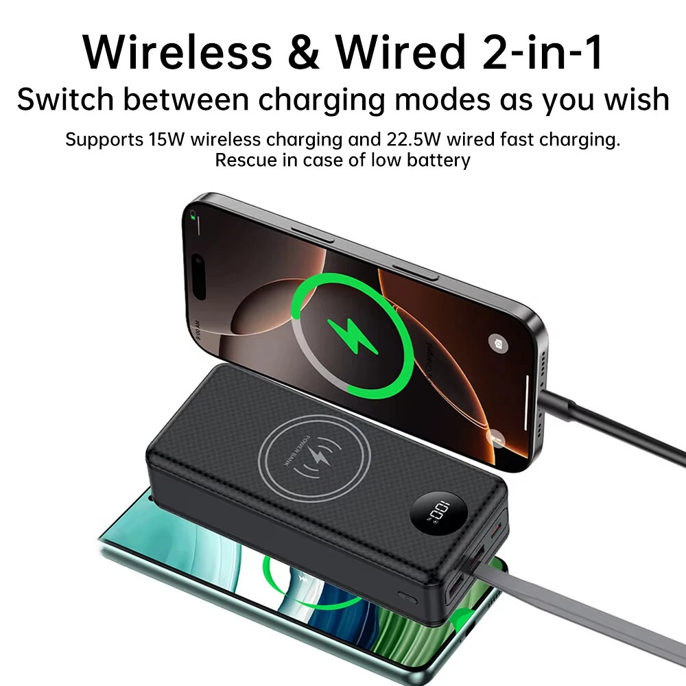 DIY Battery Holder Box 16*18650 22.5W+15W 20000mAh Power Bank Case Storage Box Dual USB Type-C 22.5W Fast Charging 15W Wireless Charging — view 4