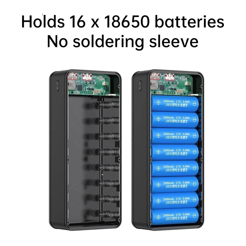 DIY Battery Holder Box 16*18650 22.5W+15W 20000mAh Power Bank Case Storage Box Dual USB Type-C 22.5W Fast Charging 15W Wireless Charging — view 5