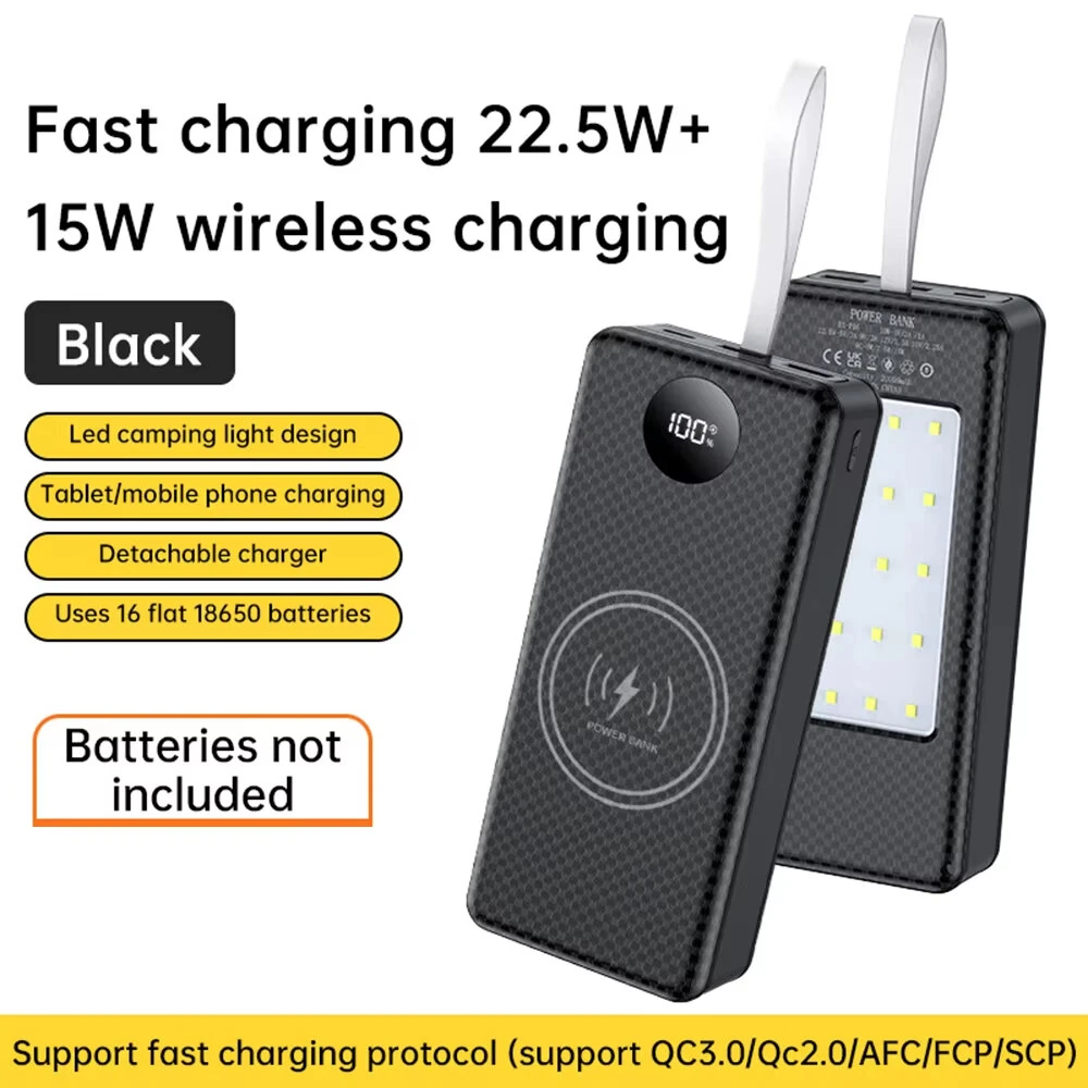 DIY Battery Holder Box 16*18650 22.5W+15W 20000mAh Power Bank Case Storage Box Dual USB Type-C 22.5W Fast Charging 15W Wireless Charging — view 7