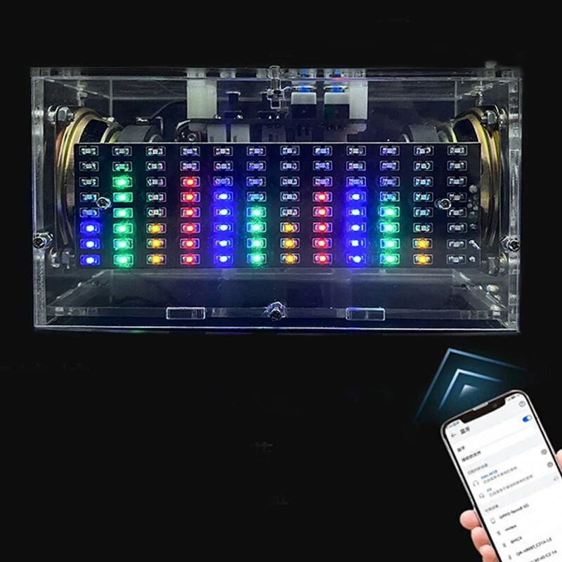 DIY bluetooth APP Speaker Kit with Colorful Spectrum Stereo Sound Adjustable Light Electronic Welding Kit — view 3