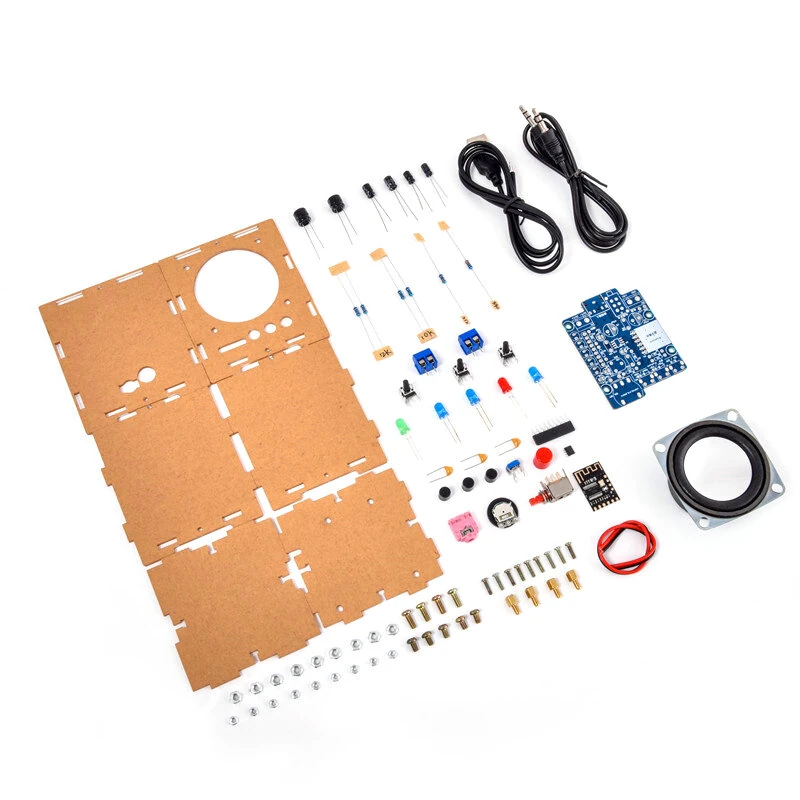 DIY Bluetooth Speaker Kit HU-009 Acrylic Case 5V Power Supply HT6872 Audio Amplifier LED Spectrum Display Wireless and Aux Input Portable Compact Audio System — view 3