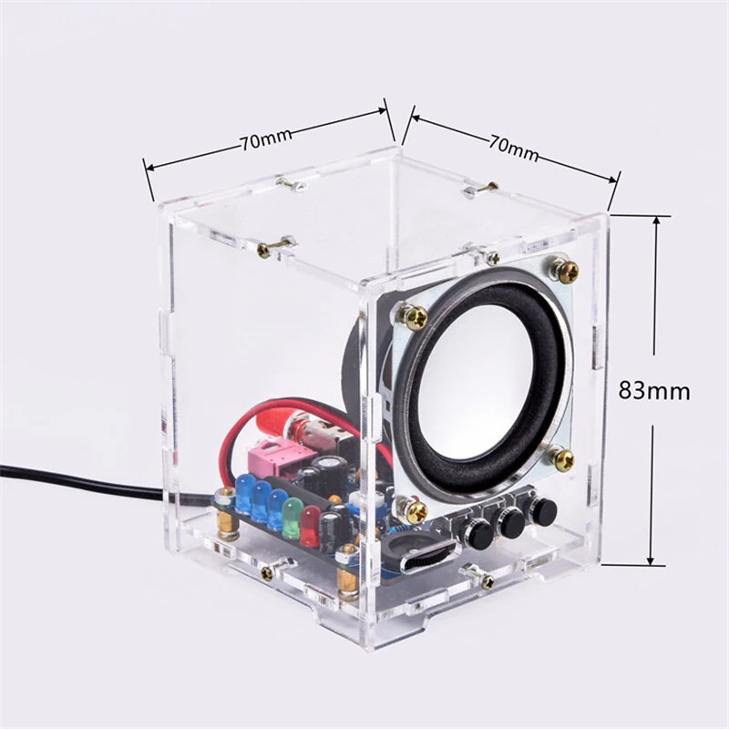 DIY Bluetooth Speaker Kit HU-009 Acrylic Case 5V Power Supply HT6872 Audio Amplifier LED Spectrum Display Wireless and Aux Input Portable Compact Audio System — view 5