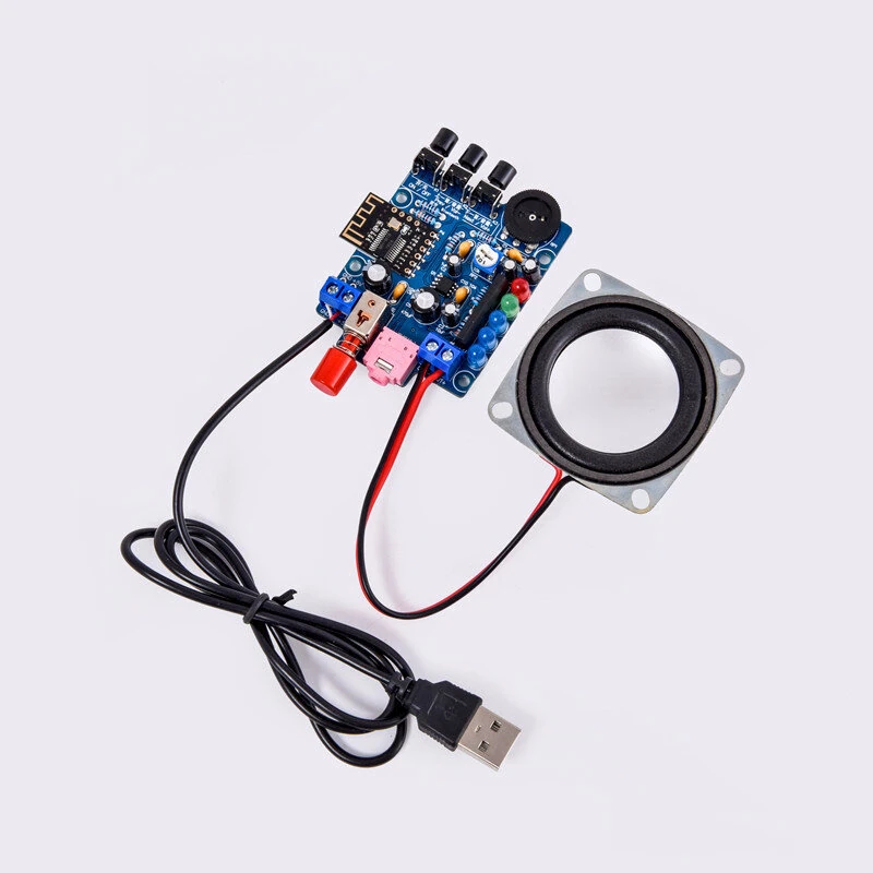 DIY Bluetooth Speaker Kit HU-009 Acrylic Case 5V Power Supply HT6872 Audio Amplifier LED Spectrum Display Wireless and Aux Input Portable Compact Audio System — view 6