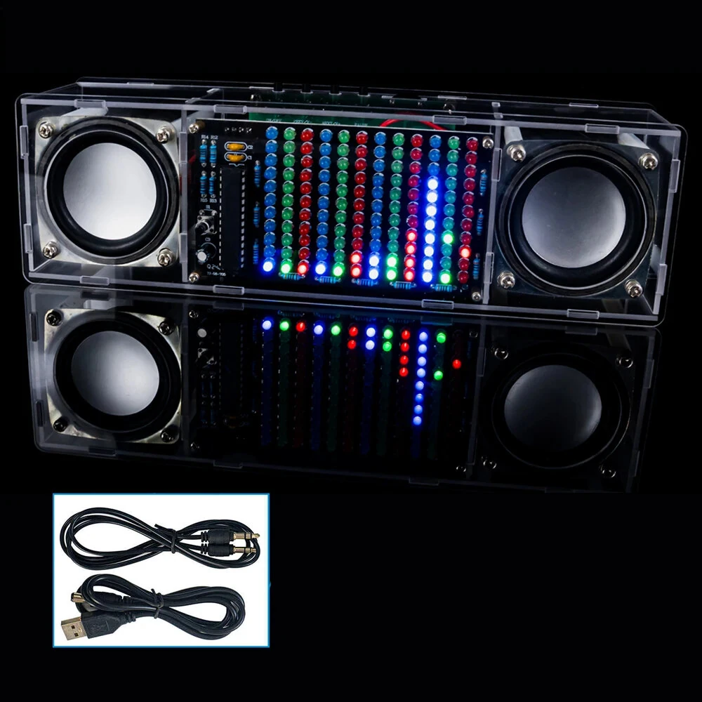 DIY Bluetooth Speaker Kit WK-56-90 LED Music Spectrum 3W Dual Channel MH-M18 Amplifier Acrylic Housing DC5V Soldering Practice Portable Wireless Audio System — view 4