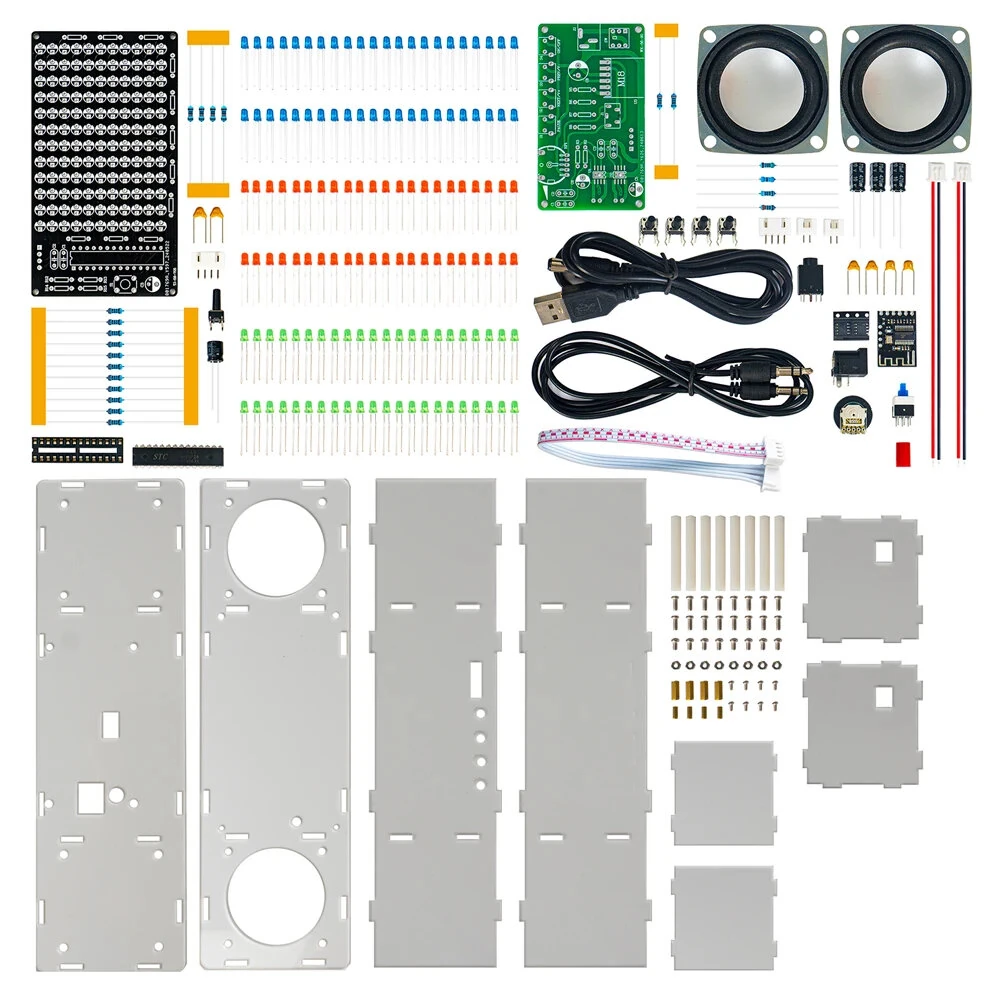 DIY Bluetooth Speaker Kit WK-56-90 LED Music Spectrum 3W Dual Channel MH-M18 Amplifier Acrylic Housing DC5V Soldering Practice Portable Wireless Audio System — view 5