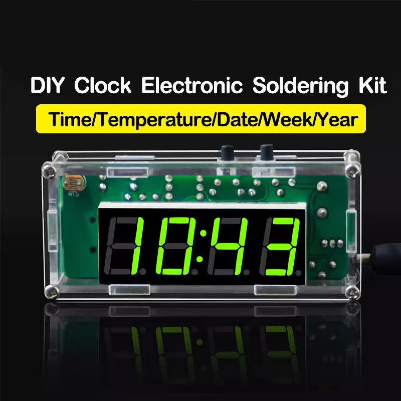 DIY Digital Clock Kit Multifunctional DS1302 USB Nixie Tube Display with Alarm Temperature Memory Brightness — view 2