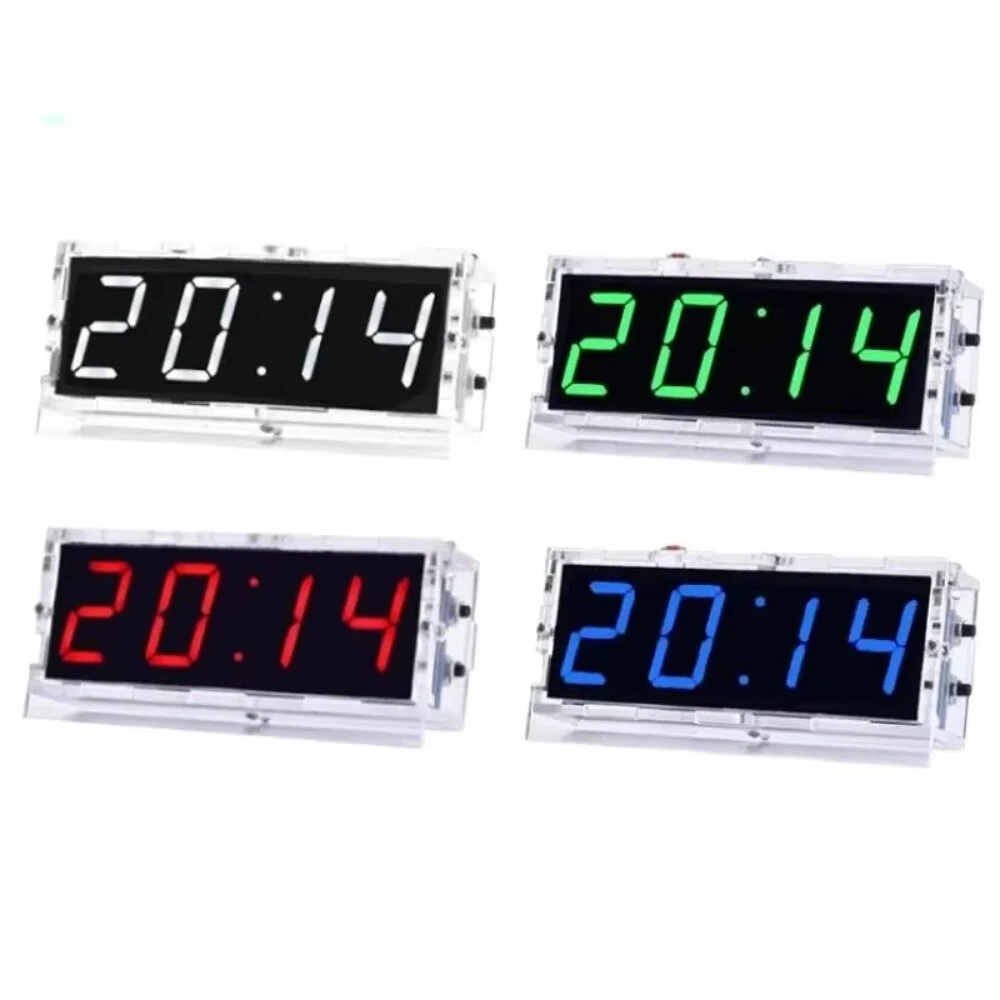 DIY Digital LED Clock Kit Light Control Temperature Display Transparent Case Soldering Project DC 5V USB — image 1