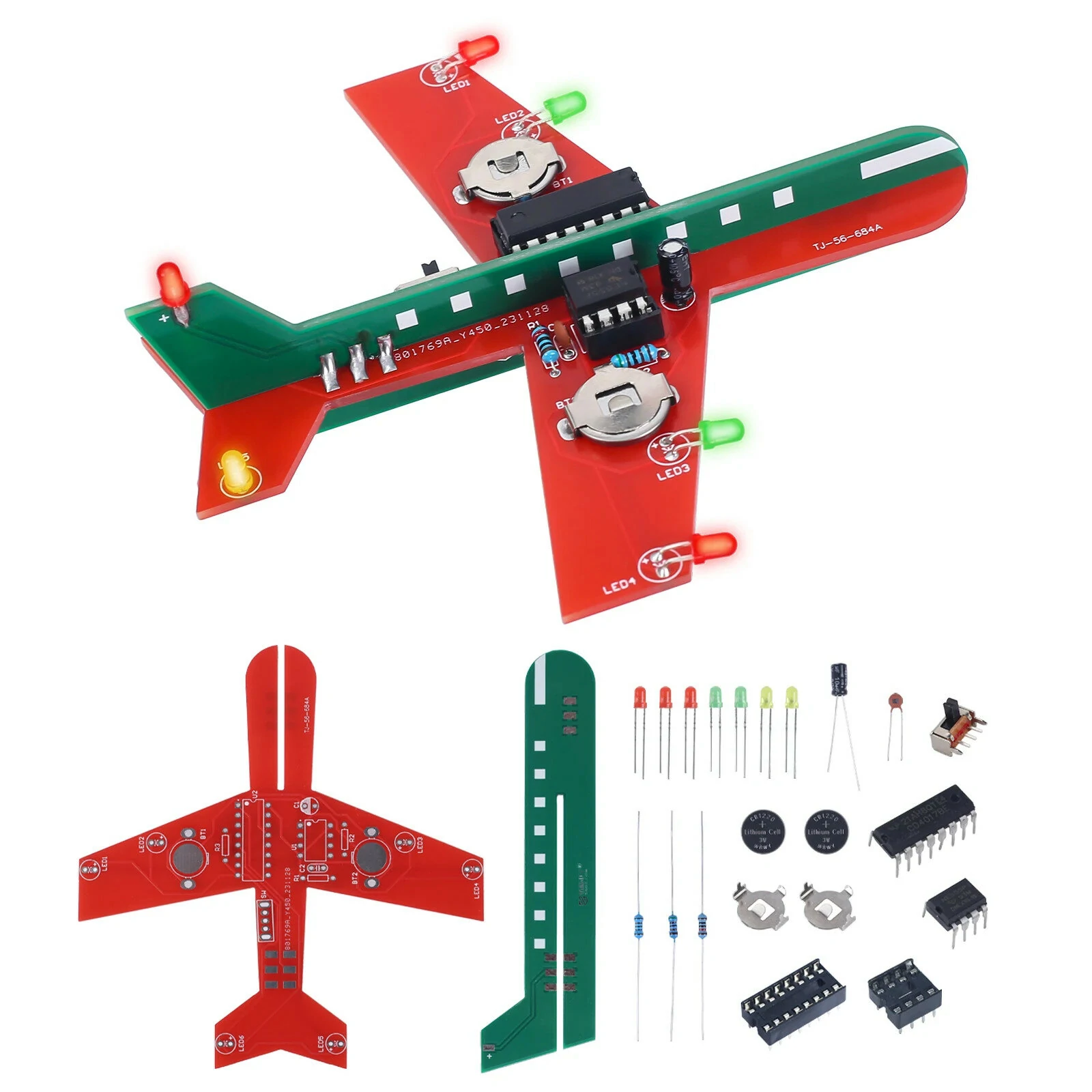 DIY Electronic Kit Airplane Flashing LED Simulate Aircraft Soldering Project Practice For STEM Student Learning — image 1
