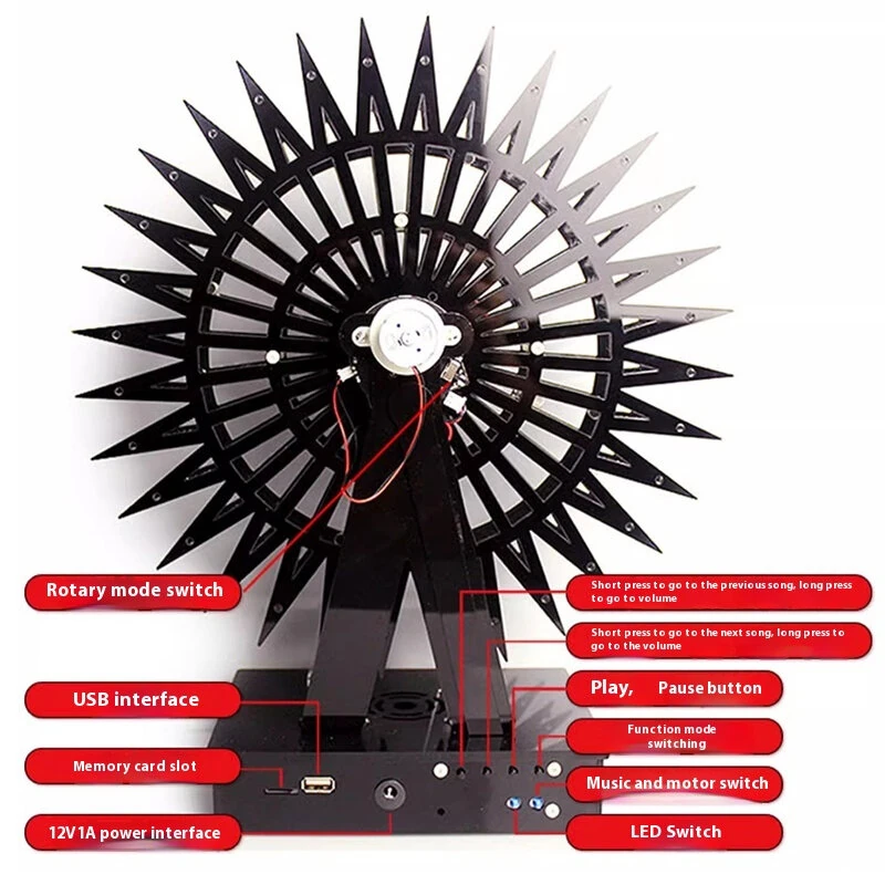 DIY Electronic Kit LED Rotating Ferris Wheel 16 Layer 30cm 610 LEDs Bluetooth Control Colorful Animation Modes APP Remote Control — view 4