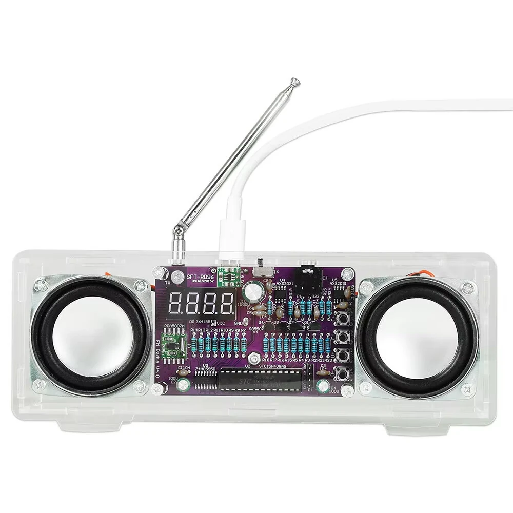DIY FM Radio Kit Dual-Channel 87.5-108MHz Type-C 5W+5W Adjustable Frequency Electronic Soldering Learning Kit 3.3V Buck-Boost 3.5mm Audio — image 1