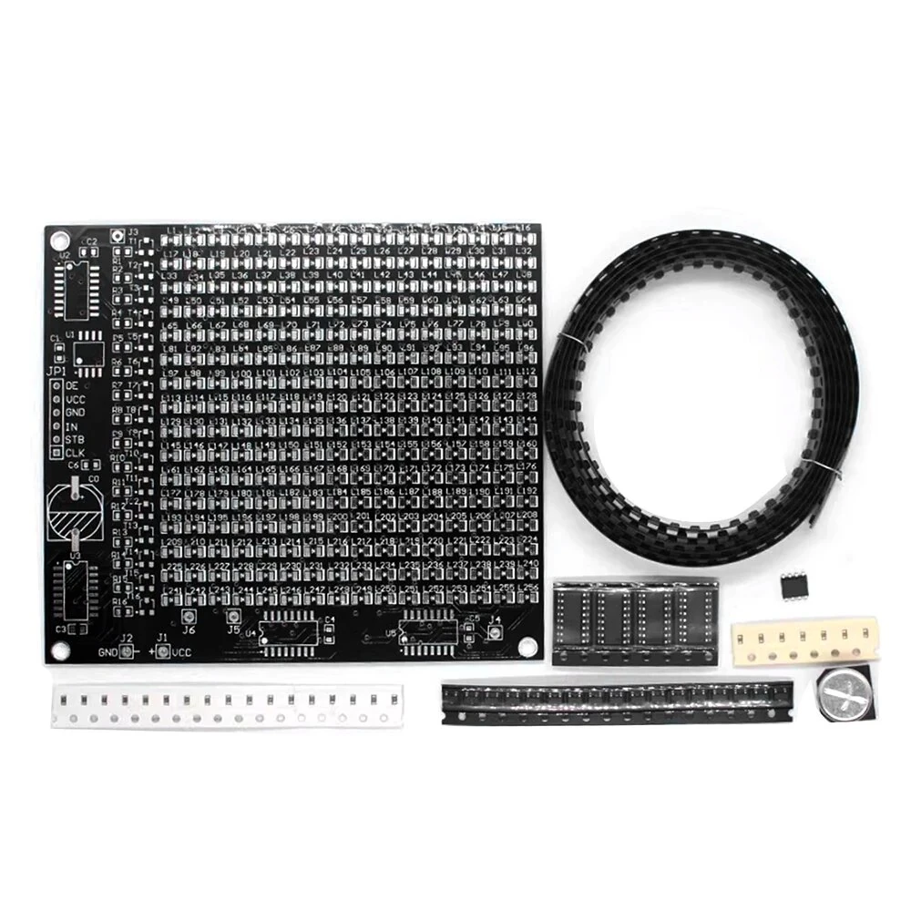 DIY LED Matrix Kit SMD Dot Matrix Advertising Screen Kit Soldering Practice PCB Pre-Programmed Microcontroller Red Display — image 1
