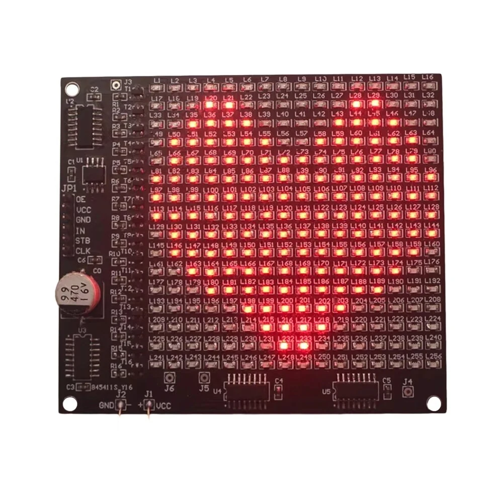 DIY LED Matrix Kit SMD Dot Matrix Advertising Screen Kit Soldering Practice PCB Pre-Programmed Microcontroller Red Display — view 2