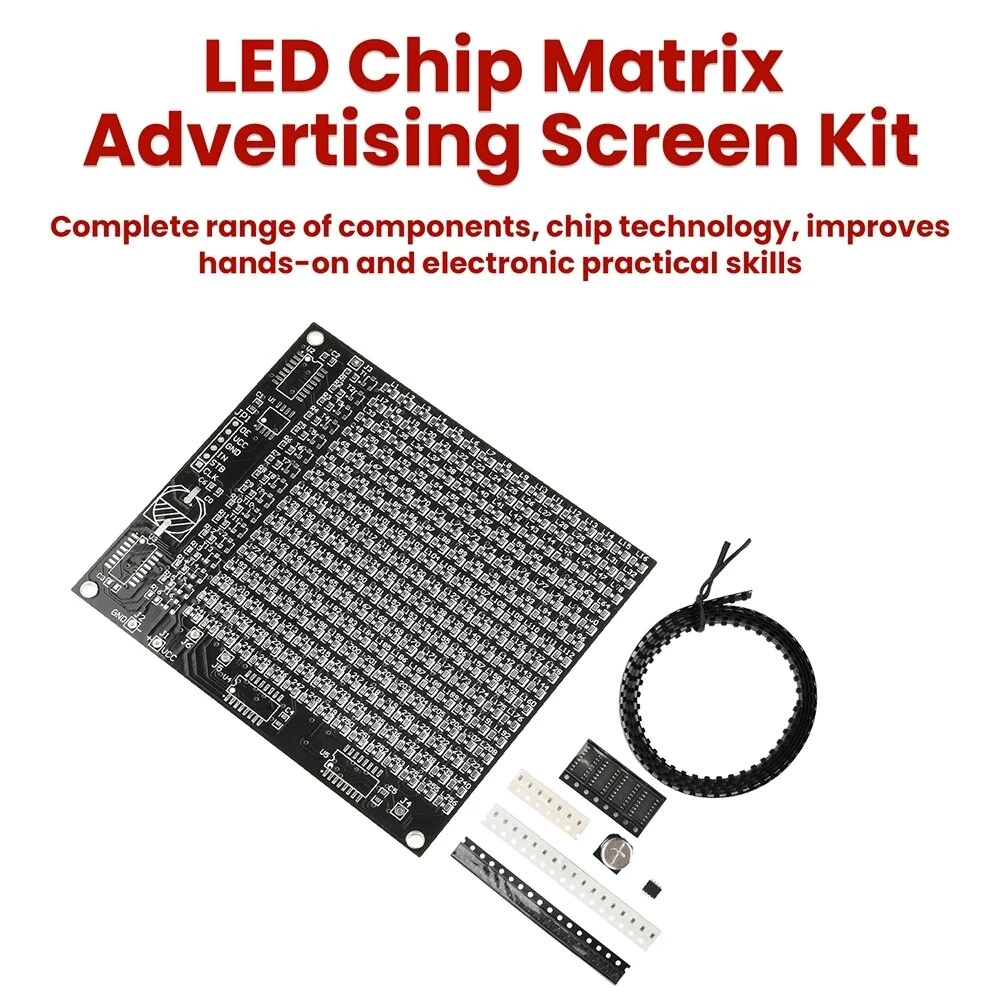DIY LED Matrix Kit SMD Dot Matrix Advertising Screen Kit Soldering Practice PCB Pre-Programmed Microcontroller Red Display — view 3