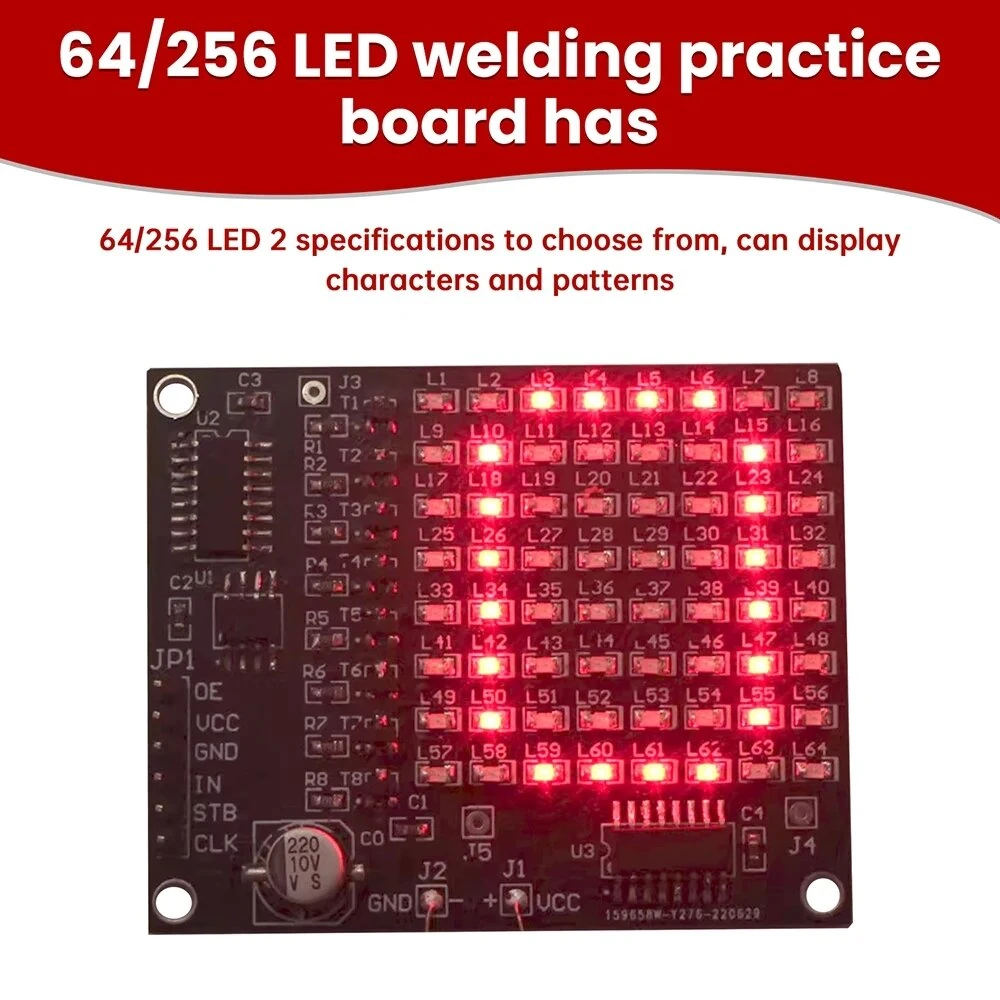 DIY LED Matrix Kit SMD Dot Matrix Advertising Screen Kit Soldering Practice PCB Pre-Programmed Microcontroller Red Display — view 4