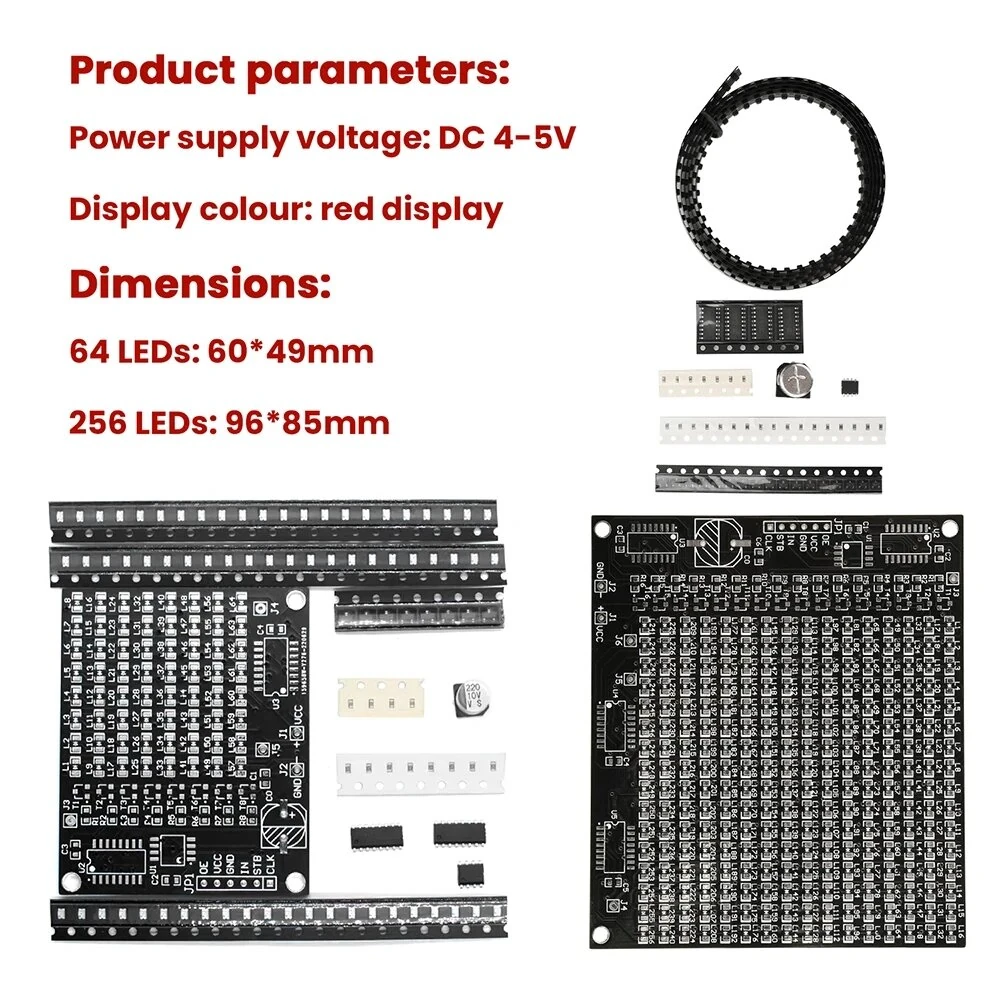 DIY LED Matrix Kit SMD Dot Matrix Advertising Screen Kit Soldering Practice PCB Pre-Programmed Microcontroller Red Display — view 5