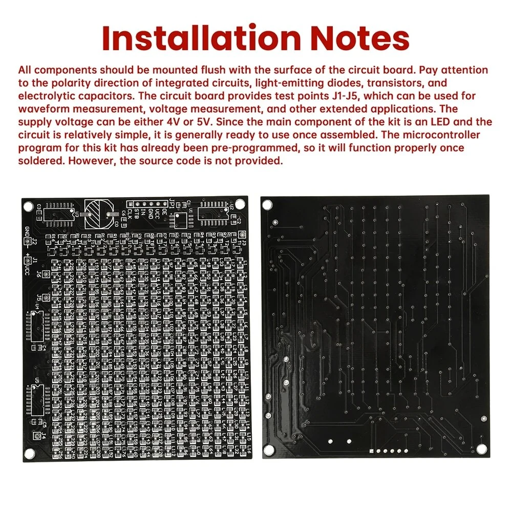 DIY LED Matrix Kit SMD Dot Matrix Advertising Screen Kit Soldering Practice PCB Pre-Programmed Microcontroller Red Display — view 6