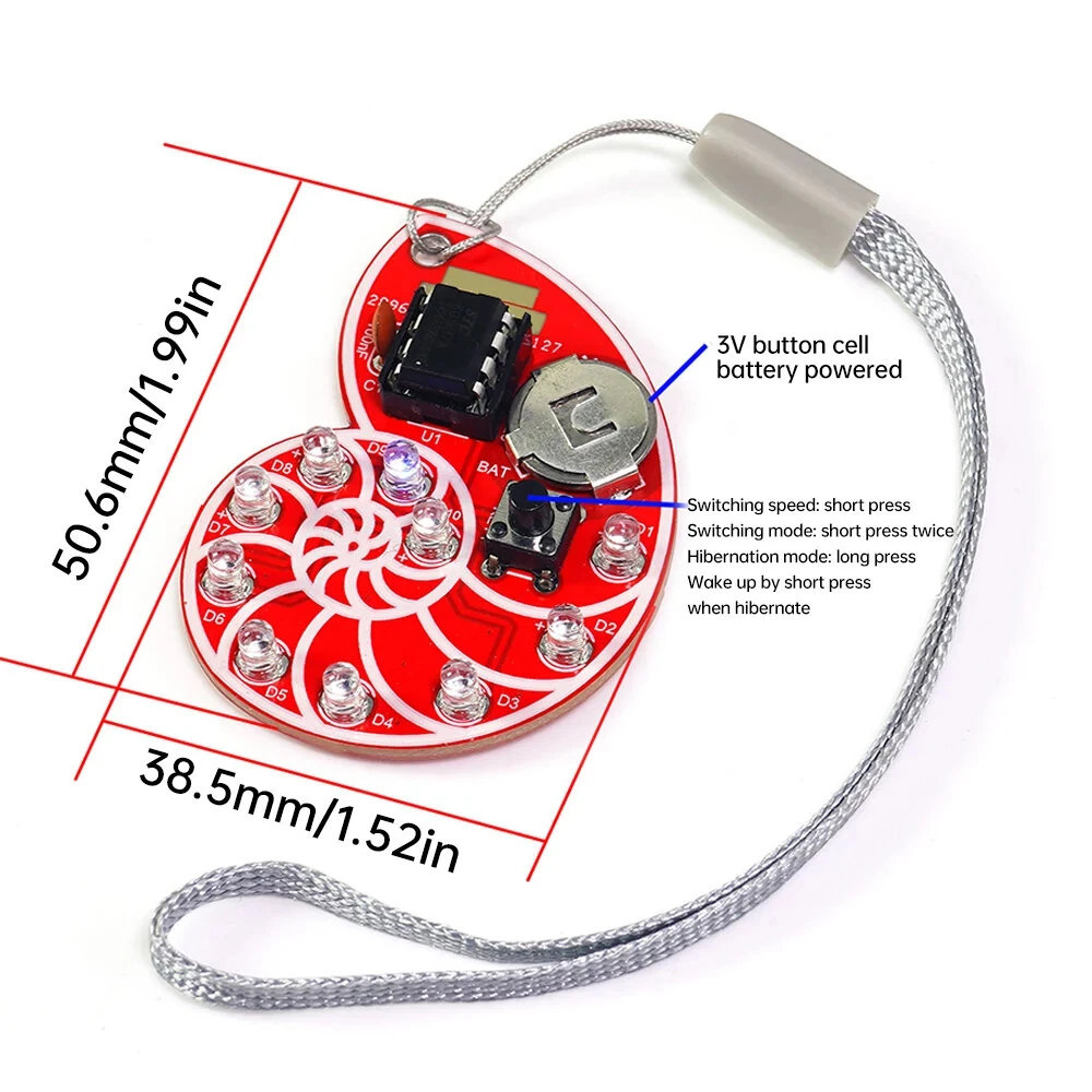 DIY LED Seashell Design SMD SMT Electronic Kit With Lanyard for Soldering Practice Learning Gifts For Soldered Practise — view 3