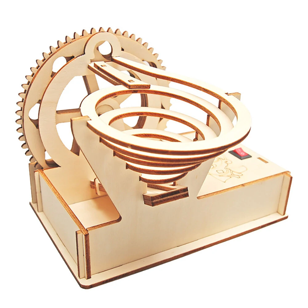 DIY Technology Small Production Wooden Electric Track Steel Ball Slide for Primary Secondary School Students Handmade Building Block Assembly Toys — view 3