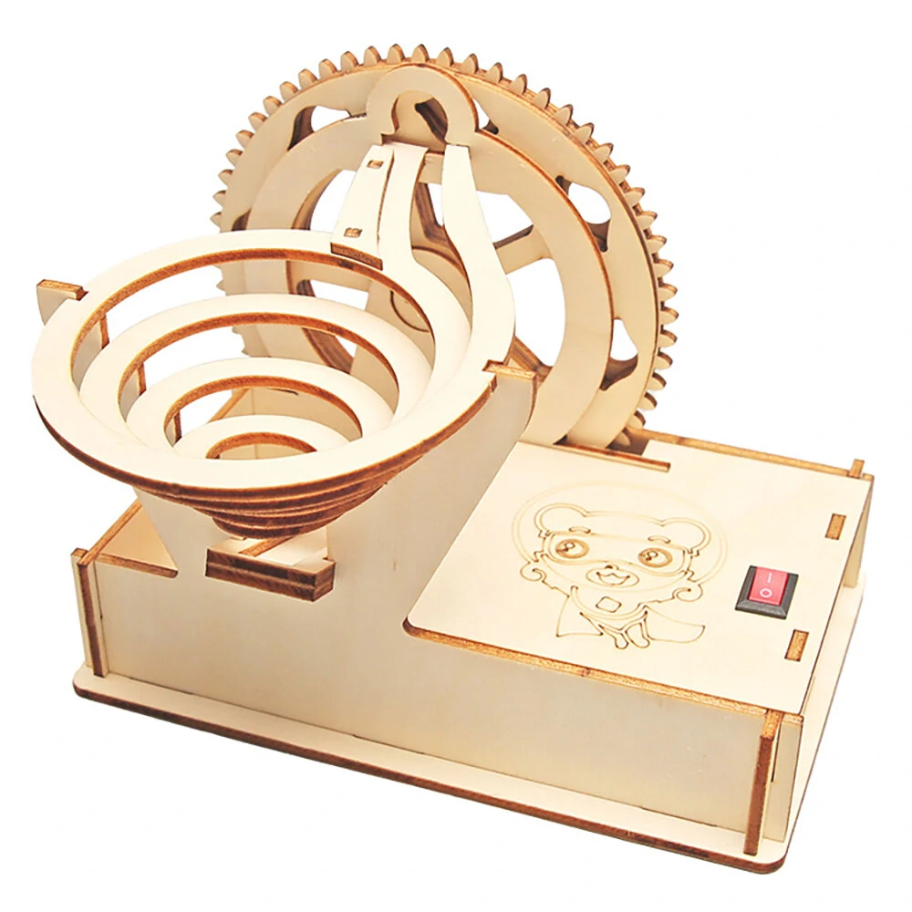 DIY Technology Small Production Wooden Electric Track Steel Ball Slide for Primary Secondary School Students Handmade Building Block Assembly Toys — view 6