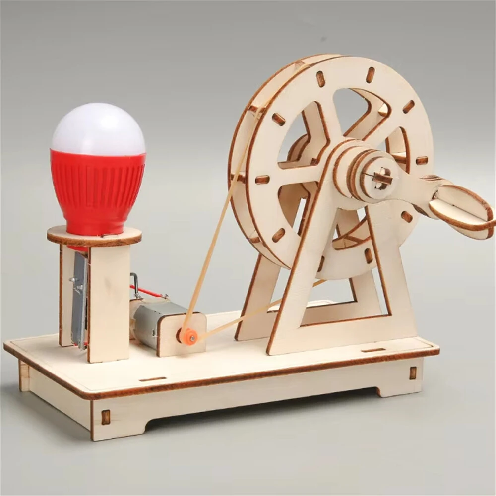 DIY Wooden Hand Generator Model STEM Science Technology Experiment Physics Learning Education Toy — view 3