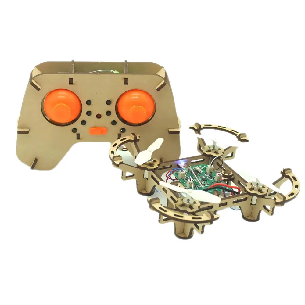 DIY Wooden Remote Control Drone Assembly Kit Remote Control Quadcopter Aircraft Altitude Hold Learning Flying Toy Chrismas Gift — view 4