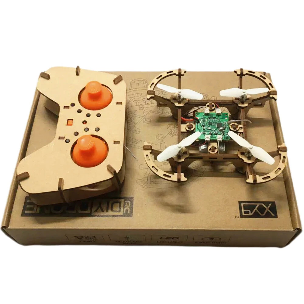 DIY Wooden Remote Control Drone Assembly Kit Remote Control Quadcopter Aircraft Altitude Hold Learning Flying Toy Chrismas Gift — view 7
