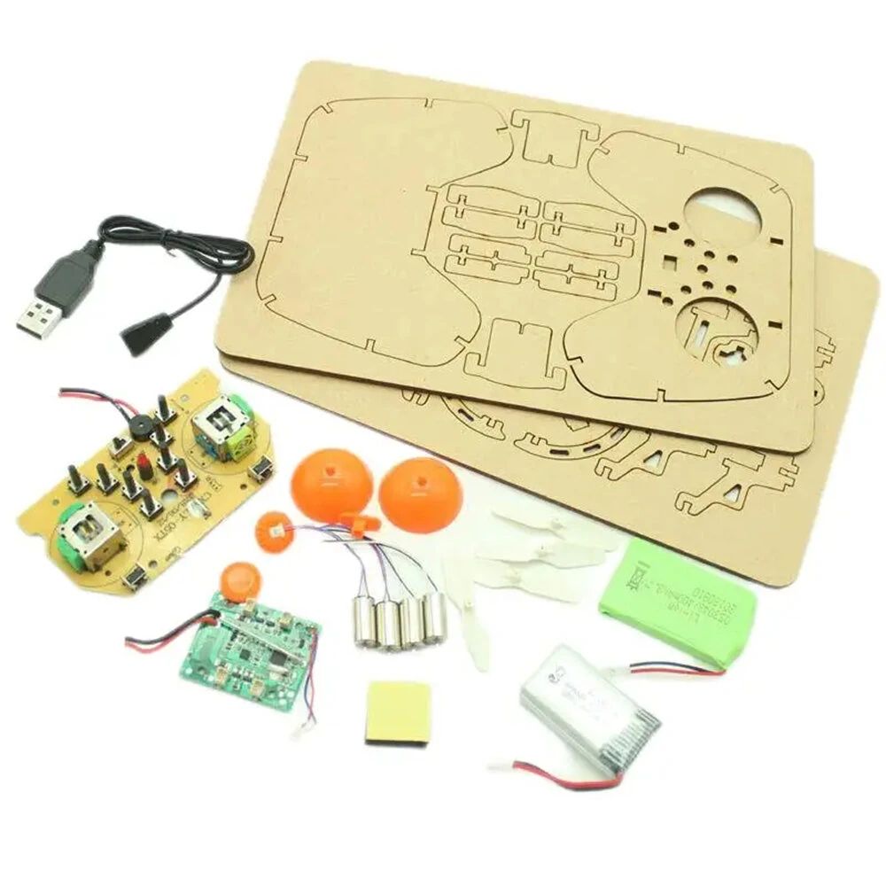 DIY Wooden Remote Control Drone Assembly Kit Remote Control Quadcopter Aircraft Altitude Hold Learning Flying Toy Chrismas Gift — view 8