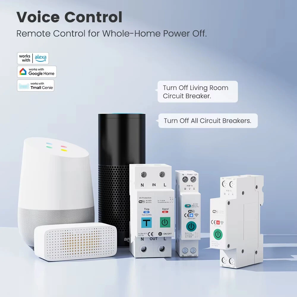 DLQ010/DLQ011/DLQ012 1P40A 2P63A Tuya WiFi Circuit Breaker Smart Home Wireless Remote Control Smart Switch Real-Time Whole-Home Power Monitor Voice Control with Alexa Google Home — view 5