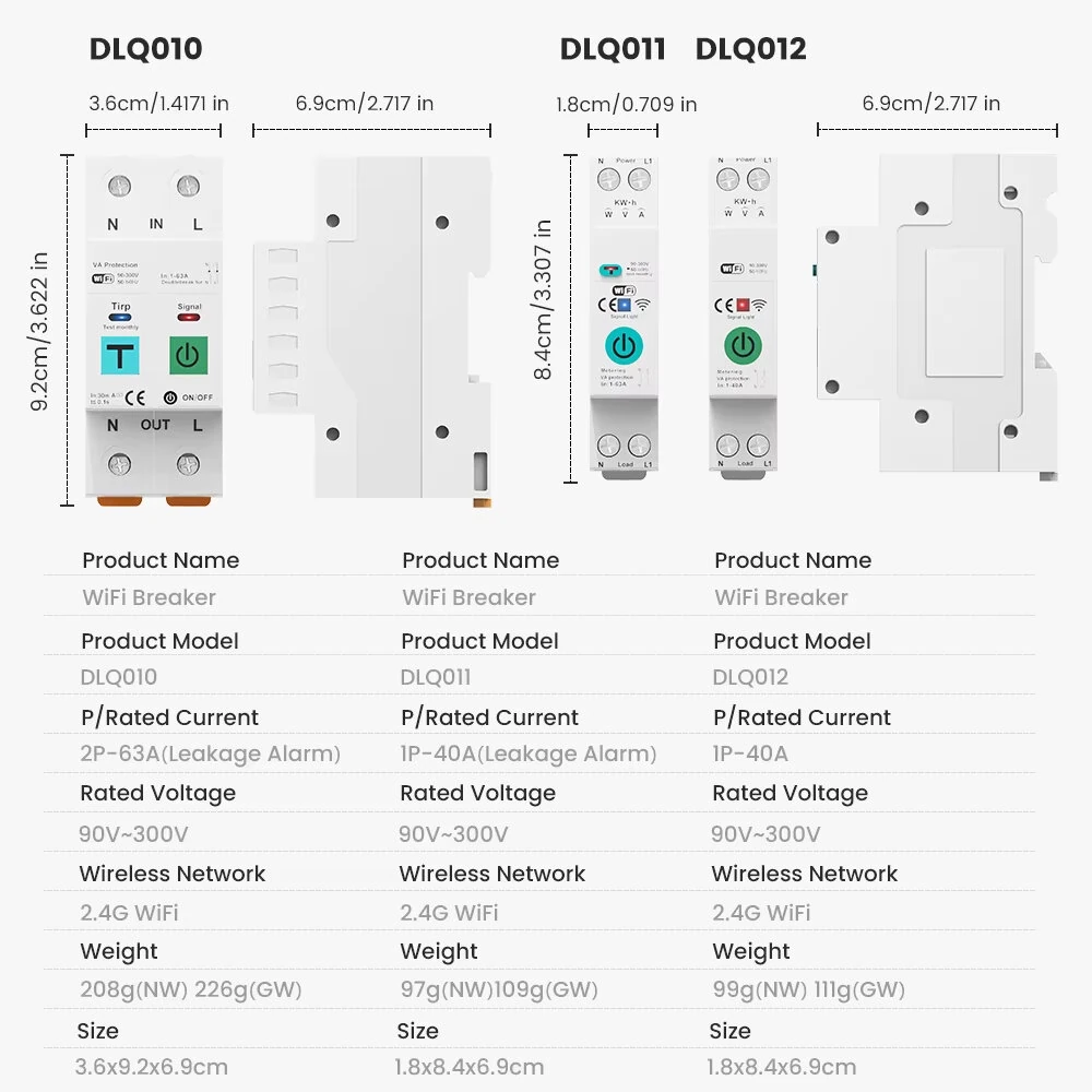 DLQ010/DLQ011/DLQ012 1P40A 2P63A Tuya WiFi Circuit Breaker Smart Home Wireless Remote Control Smart Switch Real-Time Whole-Home Power Monitor Voice Control with Alexa Google Home — view 6
