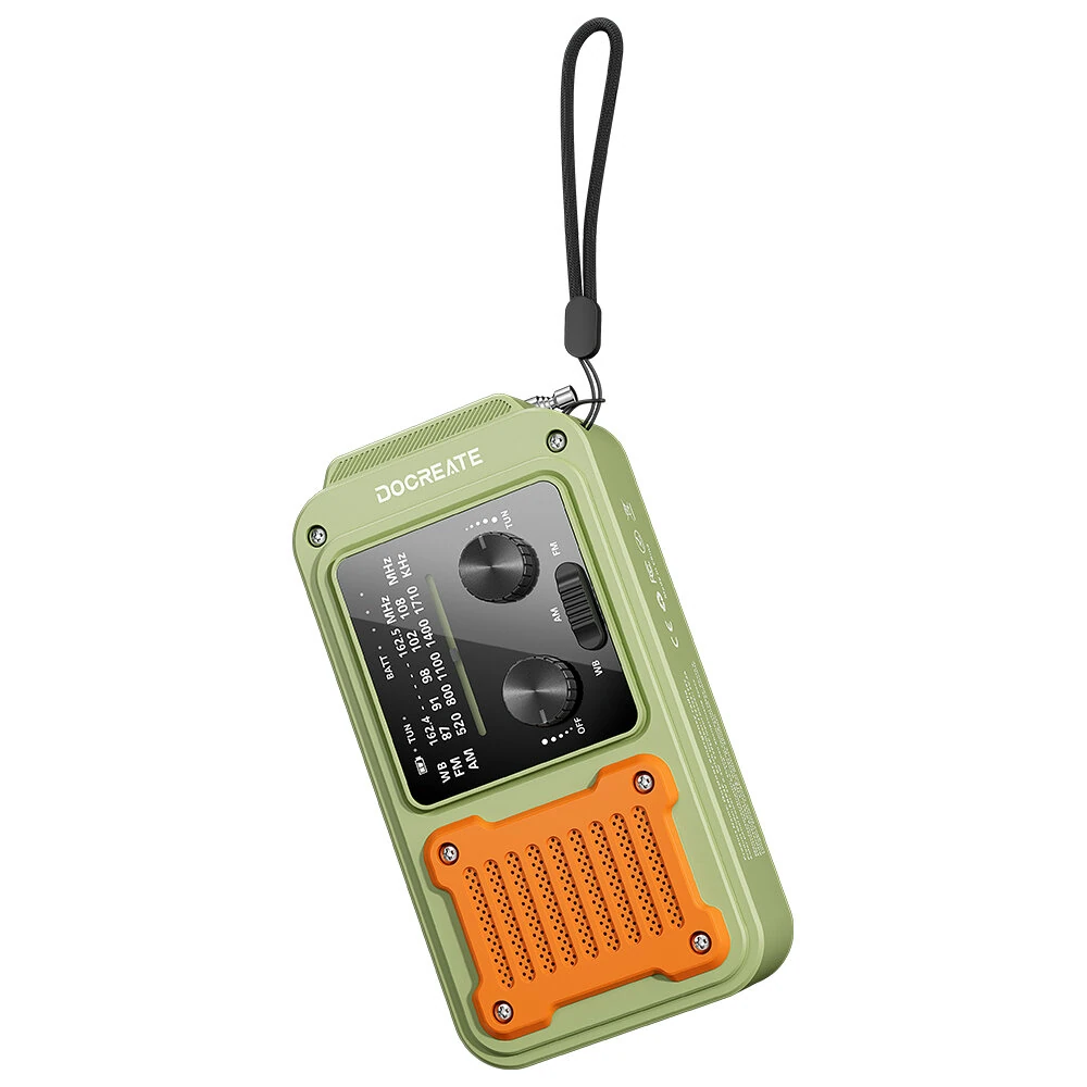 Docreate ER-64P Emergency Hand Crank Radio Portable Solar-Powered 2000mAh Battery Flashlight NOAA Weather Alerts USB Output Charger