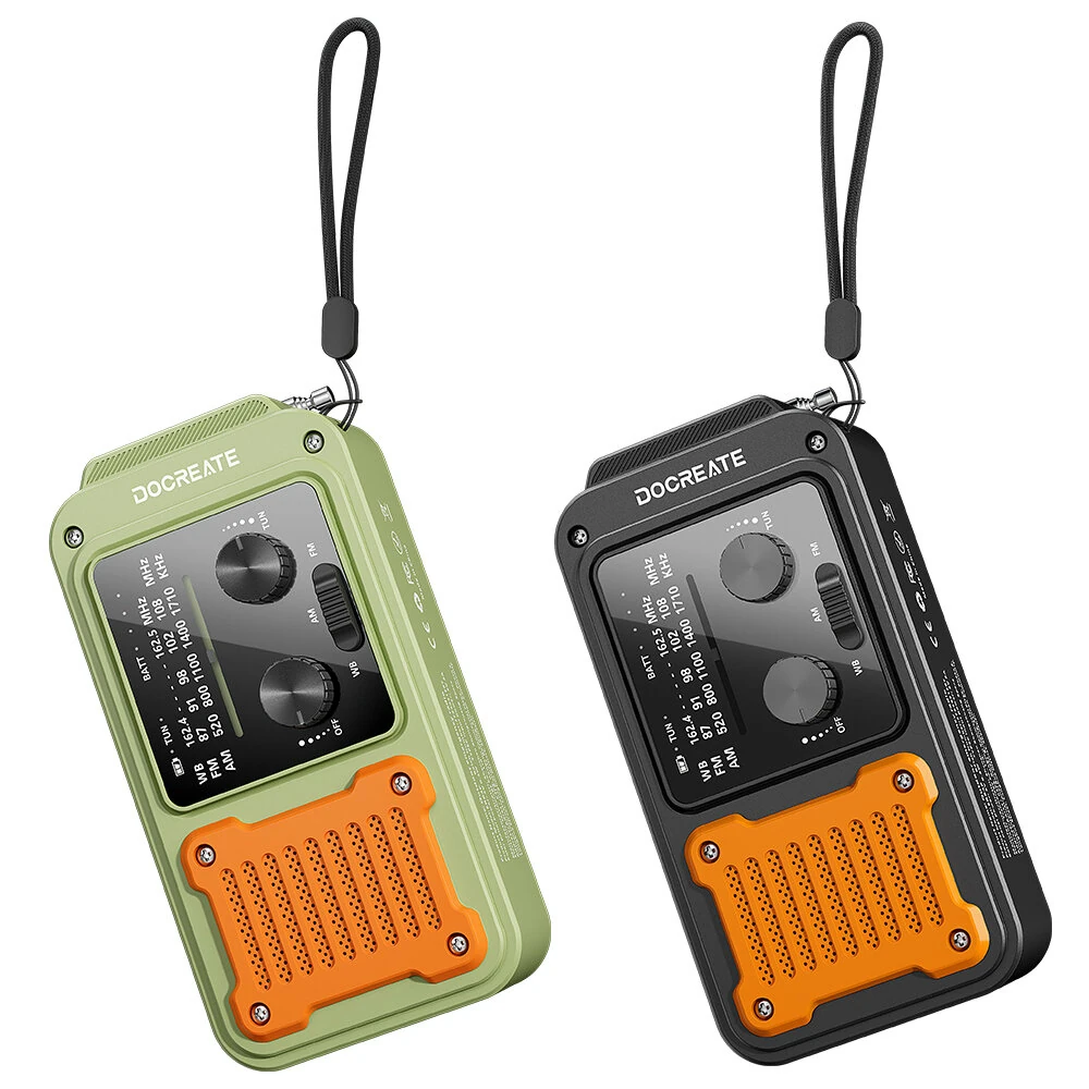 Docreate ER-64P Portable Solar Radio 7-in-1 Hand Crank Flashlight Power Bank Compass NOAA Weather Alert Emergency Charger Outdoor Essentials — view 2