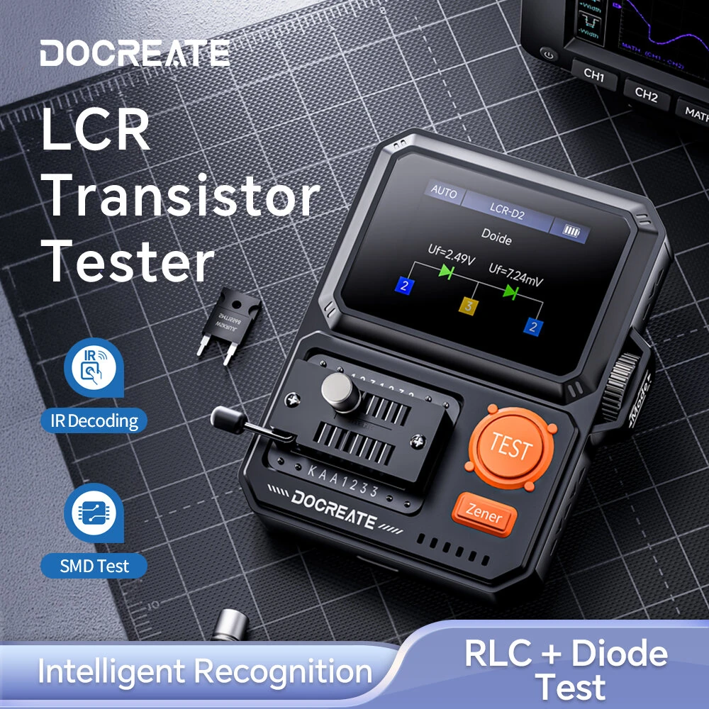 DOCREATE LCR-D2 Transistor Tester Digital LCR ESR Meter SMD Component Analyzer with IR Decoder for Diode Capacitor Inductor Resistor MOSFET IGBT — view 2