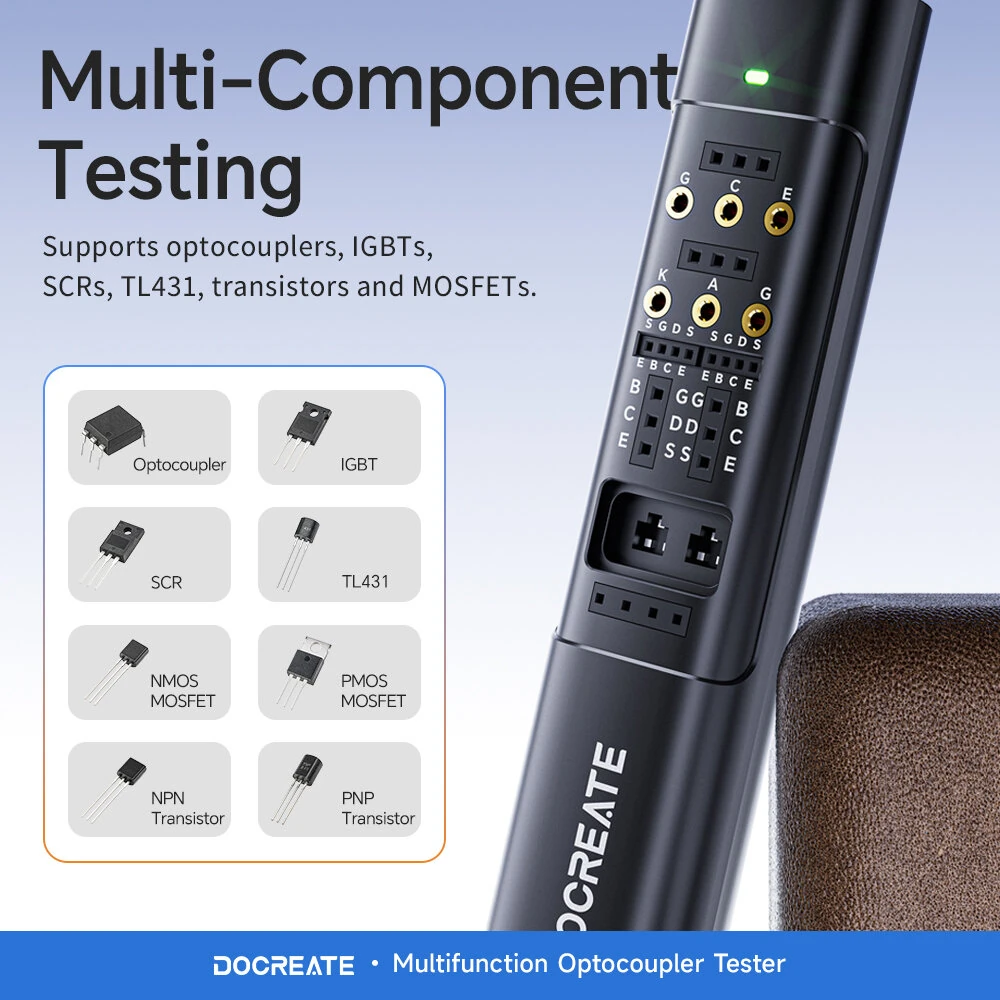 DOCREATE MO-81 Multifunction Optocoupler Tester 7-in-1 5V For Optocouplers IGBTs SCRs TL431 Transistors MOSFETs — view 5