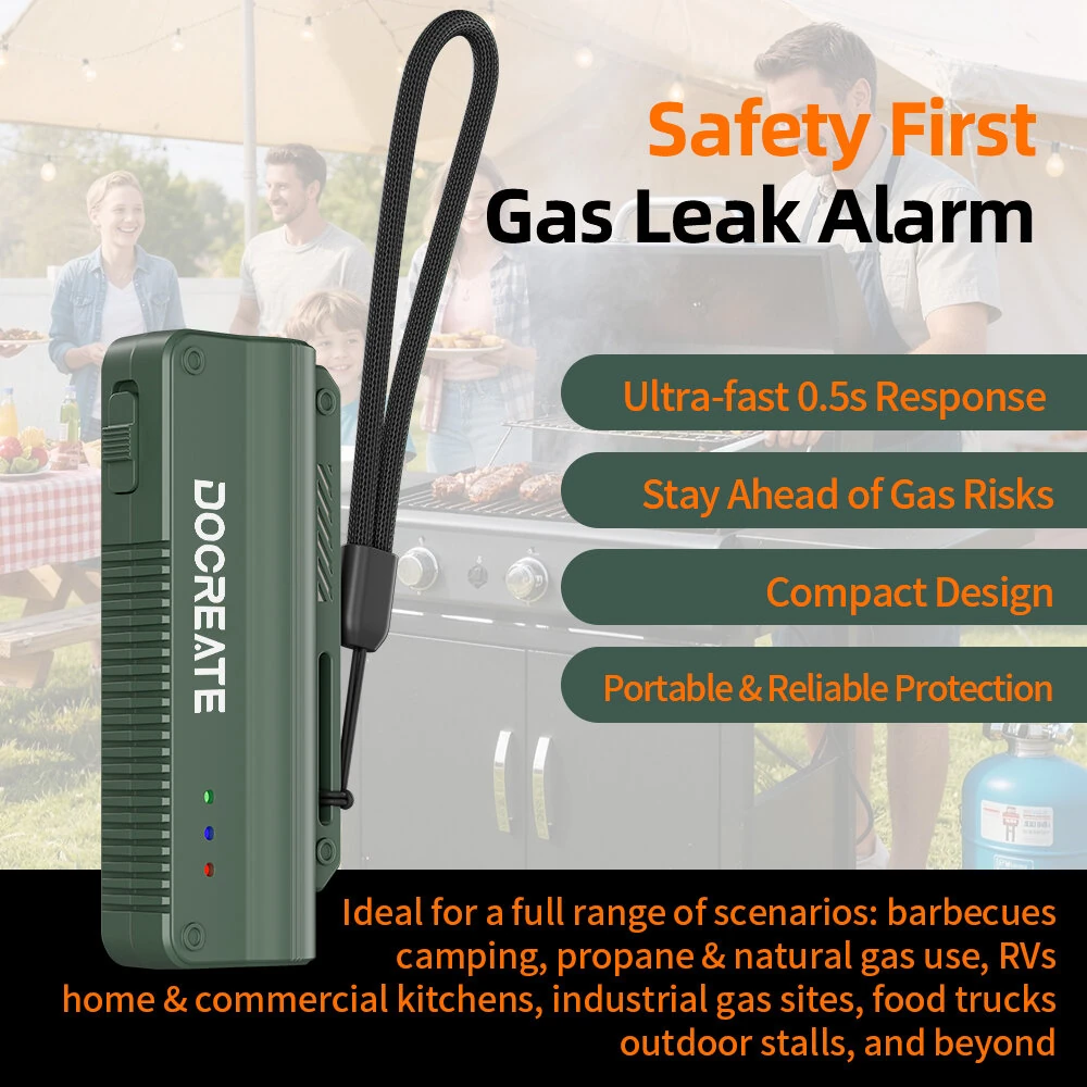 Docreate T700-2 Portable Gas Leak Alarm Rechargeable Combustible Gas Checker with 0.5s Fast Response for Propane Natural Gas Methane — view 2