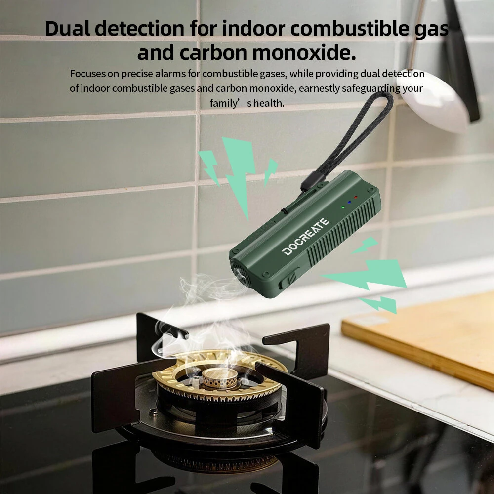Docreate T700-2 Portable Gas Leak Alarm Rechargeable Combustible Gas Checker with 0.5s Fast Response for Propane Natural Gas Methane — view 4