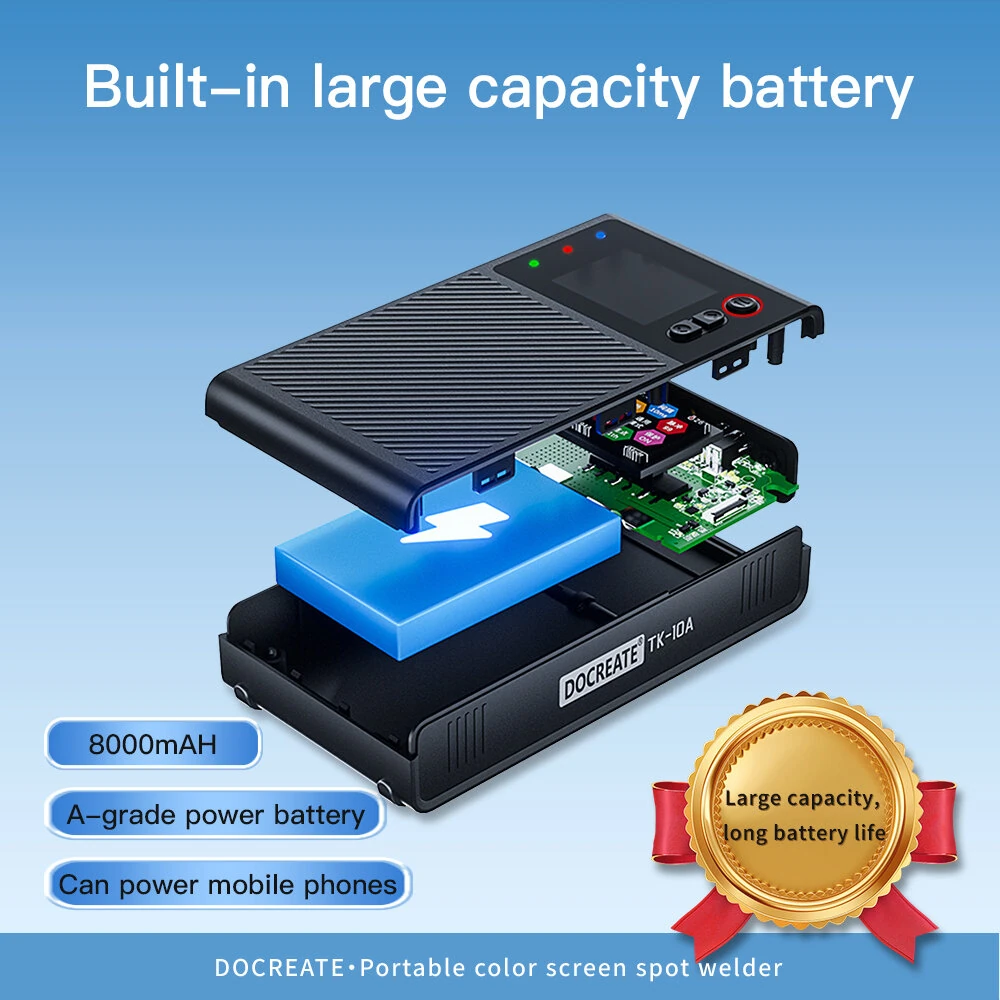 DOCREATE TK-10A Portable LCD Screen Spot Welder 1200A Welding Current 8000mAh Battery Advanced Double Pulse Technology Multiple Safety Features — view 5