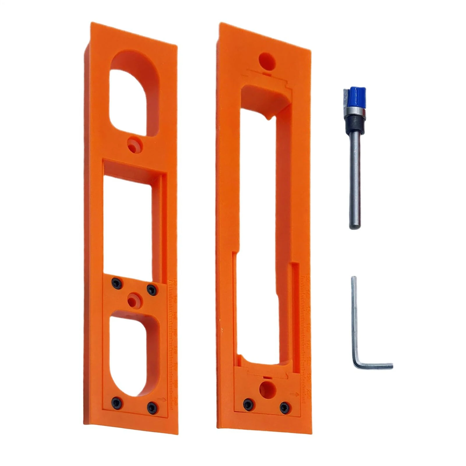 Door Hinge Jig ABS Material Lightweight Anti Slip Design Easy Installation Precision Template Garage Exterior Door Woodworking Repair Tool 9 x 2 Inches Orange — view 2