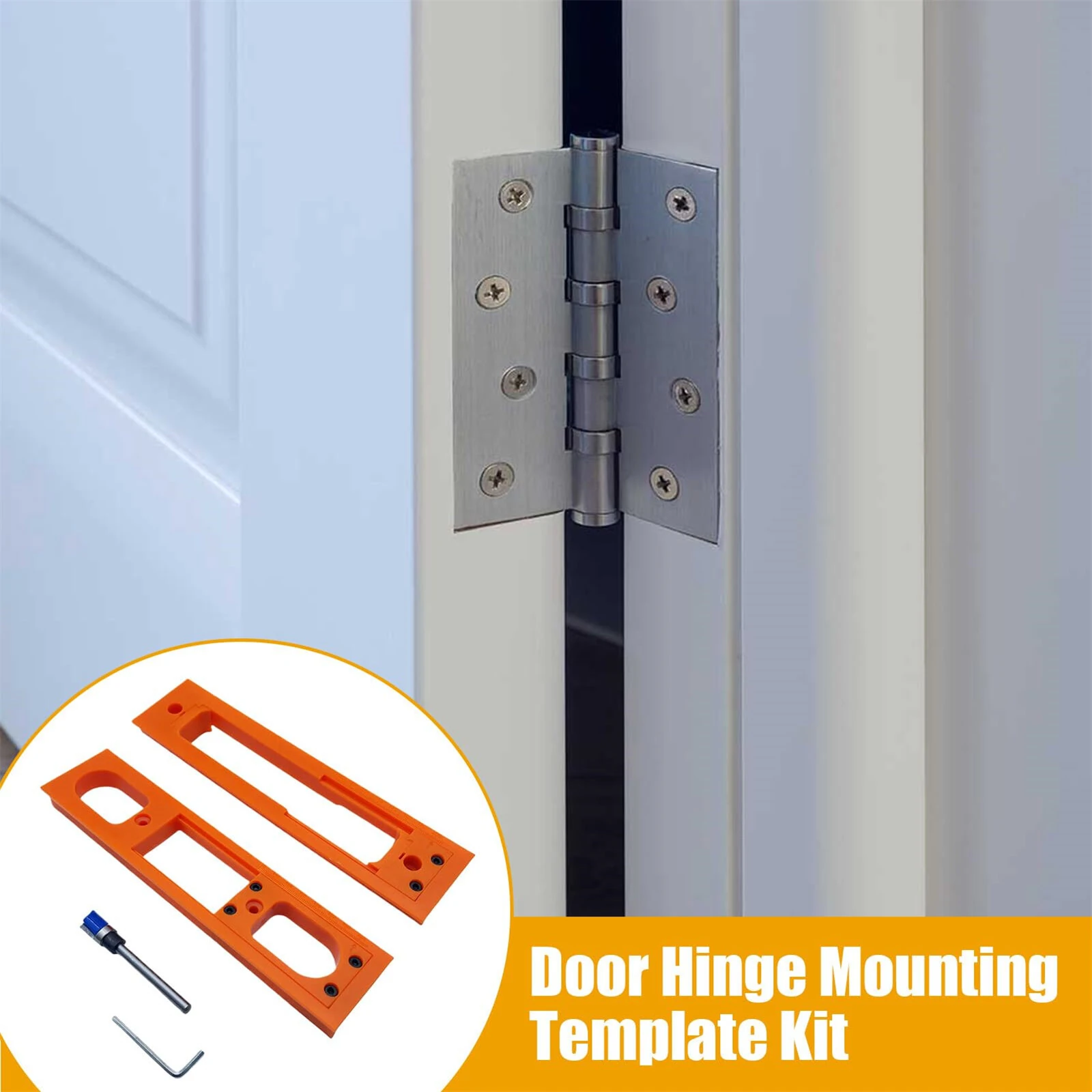Door Hinge Jig ABS Material Lightweight Anti Slip Design Easy Installation Precision Template Garage Exterior Door Woodworking Repair Tool 9 x 2 Inches Orange — view 3