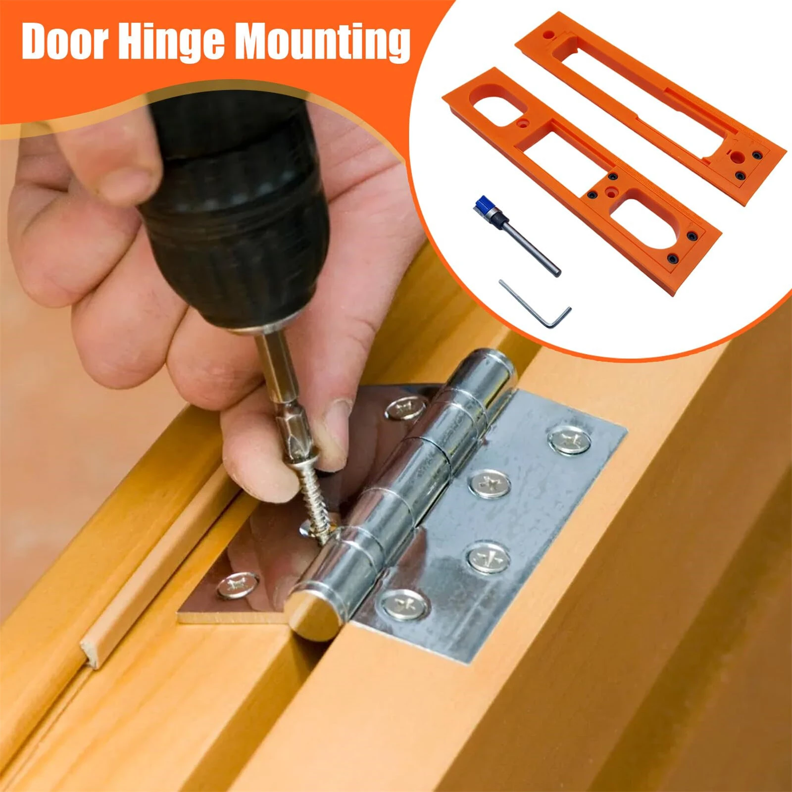 Door Hinge Jig ABS Material Lightweight Anti Slip Design Easy Installation Precision Template Garage Exterior Door Woodworking Repair Tool 9 x 2 Inches Orange — view 4