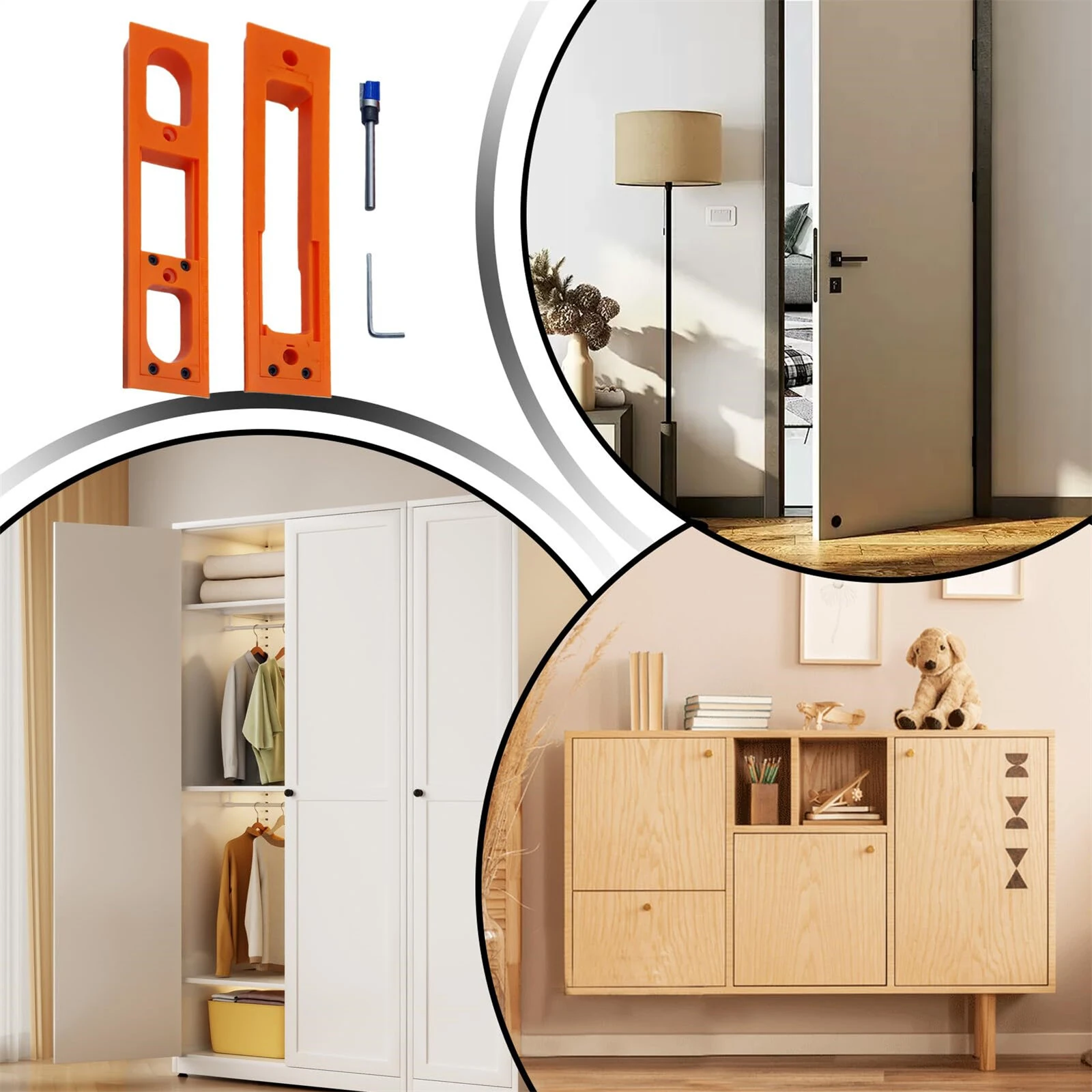Door Hinge Jig ABS Material Lightweight Anti Slip Design Easy Installation Precision Template Garage Exterior Door Woodworking Repair Tool 9 x 2 Inches Orange — view 6