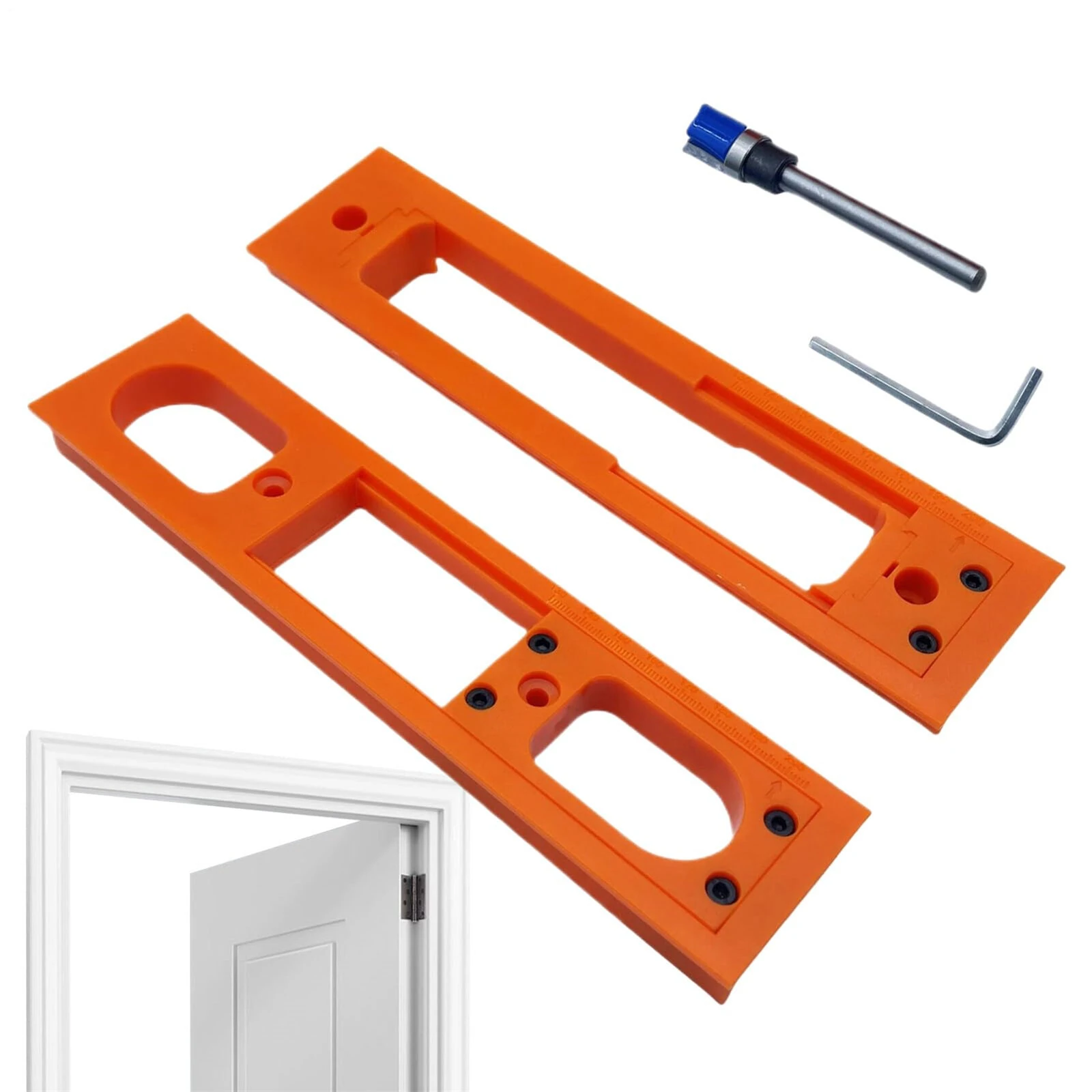 Door Hinge Jig ABS Material Lightweight Anti Slip Design Easy Installation Precision Template Garage Exterior Door Woodworking Repair Tool 9 x 2 Inches Orange — view 7