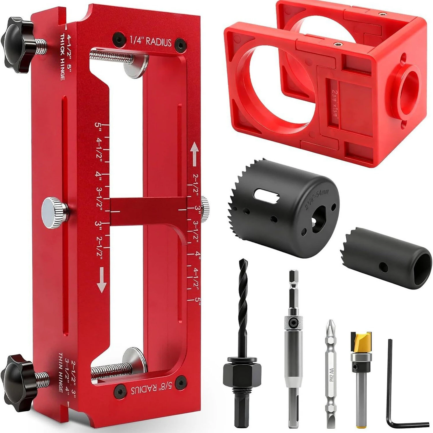 Door Hinge Jig Aluminum Alloy Hinge Drilling Fixture For 2-1/2 Inch To 5 Inch Mortises Woodworking Installation Tool — view 7