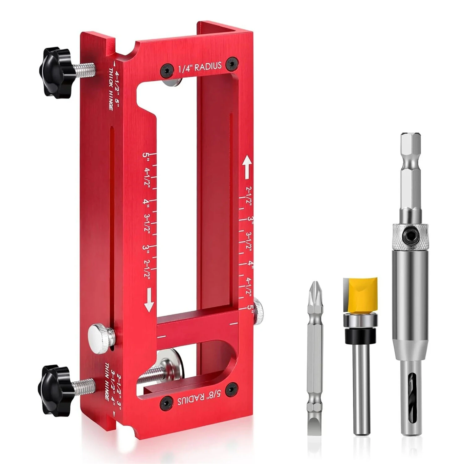 Door Hinge Jig Aluminum Alloy Hinge Drilling Fixture For 2-1/2 Inch To 5 Inch Mortises Woodworking Installation Tool — view 8