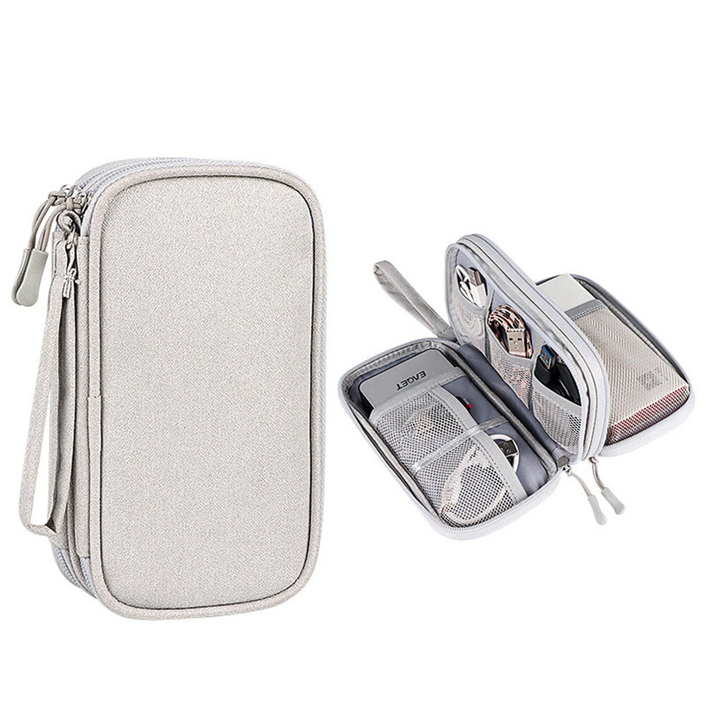 Double layer Travel Portable Digital Product Storage Bag, U Disks Hard Disks Protective Cover, USB Data Cable Organizer Headset Charging Treasure Box Accessories Case — image 1