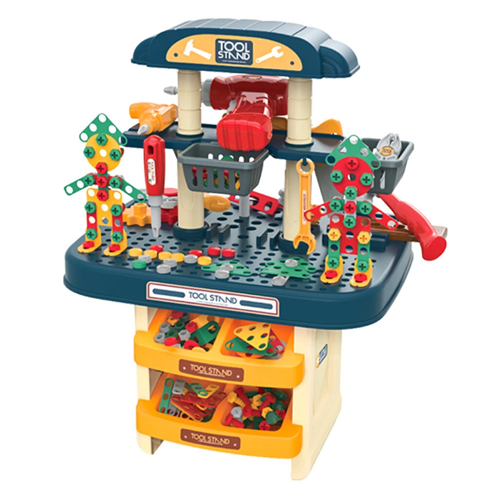 Double Sided Tool Table Toy Screw-fastening Assembly Hands-on Multi-function Varied Simulation kit Strong Impact Drill for Boys Birthday Christmas Gift — image 1