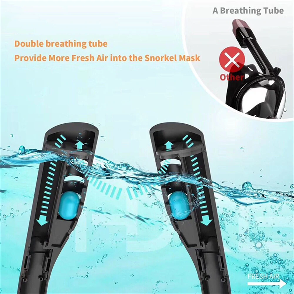 Double Tube Silicone Full Dry Diving Goggles Diving Equipment Snorkeling Goggles Adult Swimming Glasses Diving Goggles Self Contained Underwater Breathing — view 5