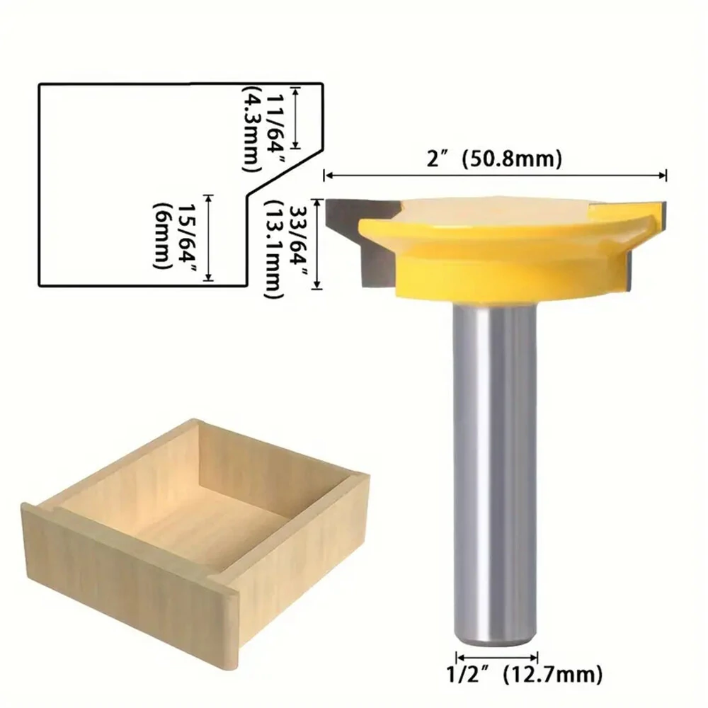 Drawer Tenon Router Bit Carbon Steel Tungsten Carbide Sharp Edged 1/2" and 8mm Shank Woodworking Tool Ideal for DIY Project Cabinet Furniture Making — view 2