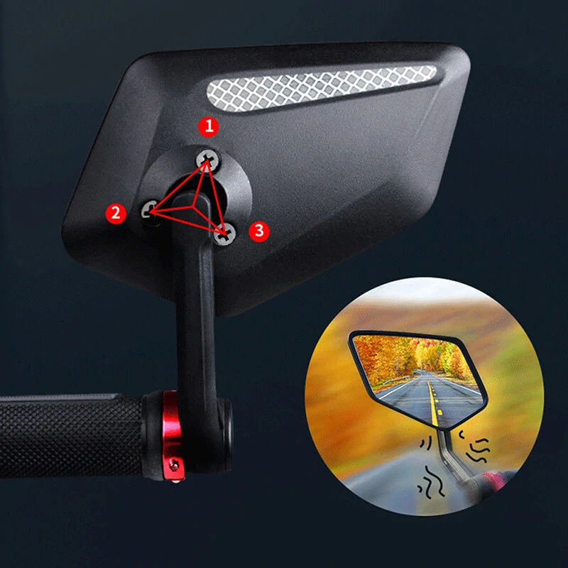 DRCKHROS RM-12E Bicycle Mirror Set Wide Range High-Definition Rear View Mirror Cycling Adjustable Bike Mirror for E-bike Scooter Motorcycle — view 4
