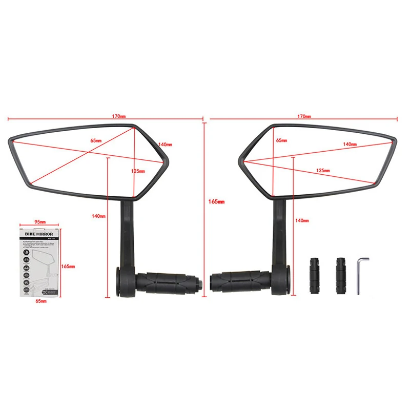 DRCKHROS RM-12E Bicycle Mirror Set Wide Range High-Definition Rear View Mirror Cycling Adjustable Bike Mirror for E-bike Scooter Motorcycle — view 6